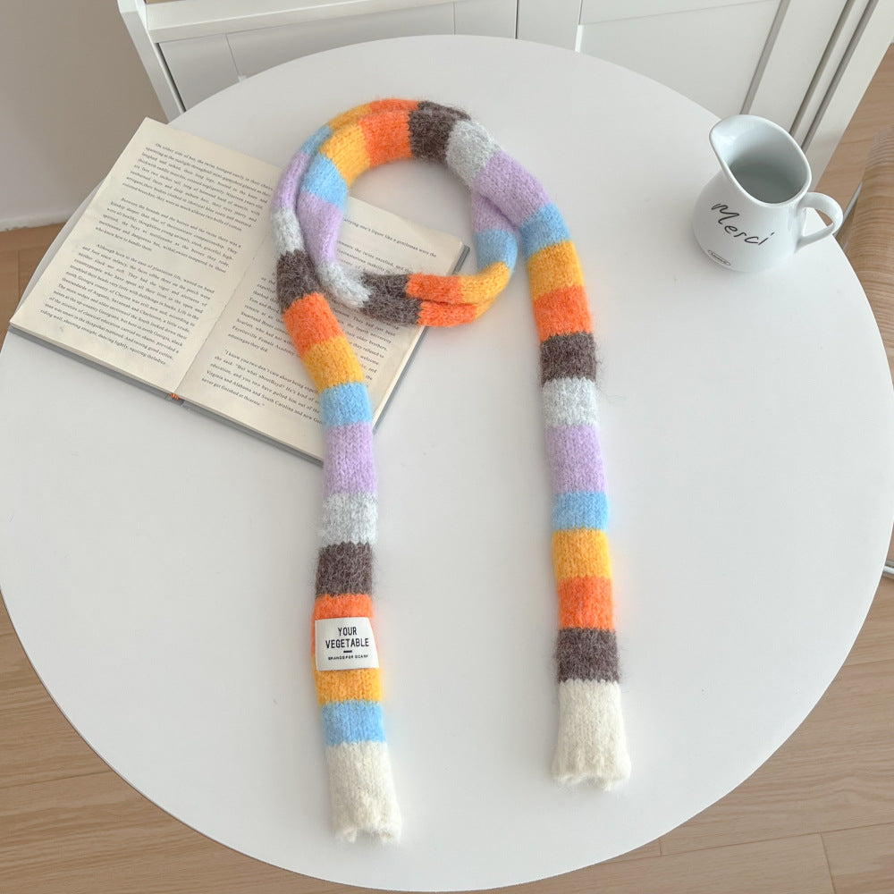 Buntes, schmaler Retro-Schal in Regenbogenfarben – Bild 2 | LuxeStyle