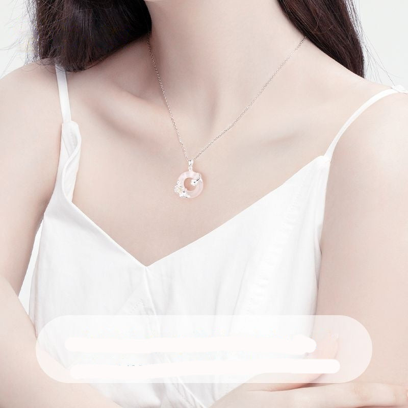 S925 Silber-Halskette «Camélia» – Blüten-Anhänger