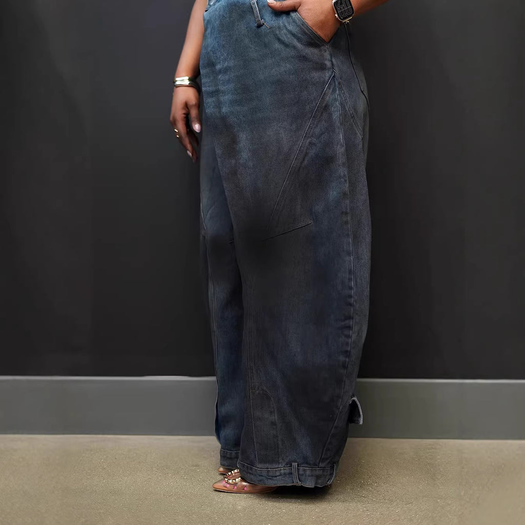 Retro Distressed Bootcut Jeans mit Invertiertem Bund