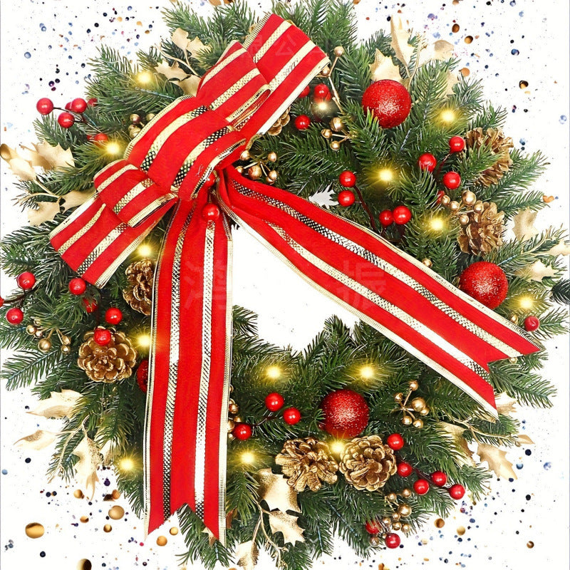 Weihnachtskranz mit gestreifter Schleife – Bild 4 | LuxeStyle