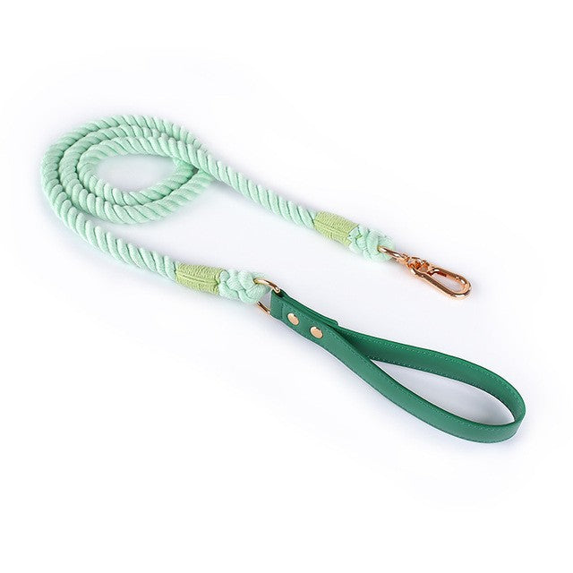 Baumwollseil-Leder-Leinen-Halsband-Set für Hunde – Bild 2 | LuxeStyle