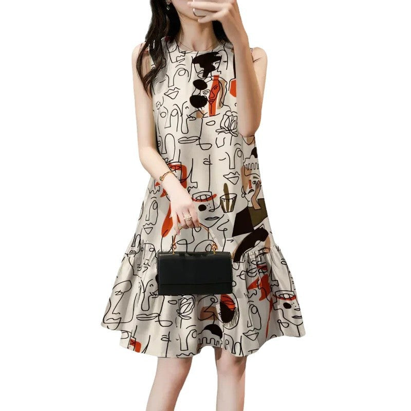 Ärmelloses Partykleid mit Rundhalsausschnitt
