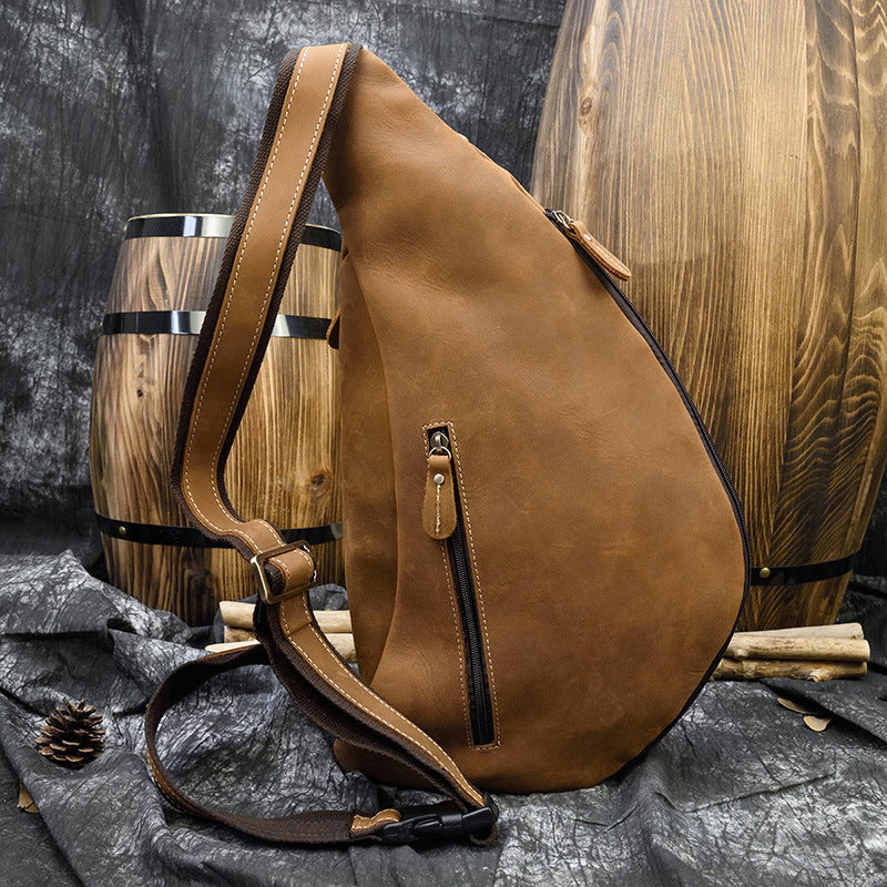 Retro Brusttasche aus echtem Leder