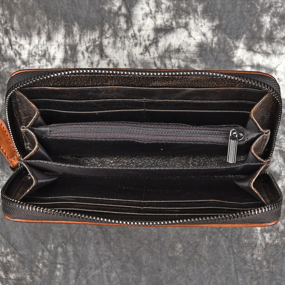 Genuine Leder Clutch Wallet Retro Gelb – Bild 5 | LuxeStyle