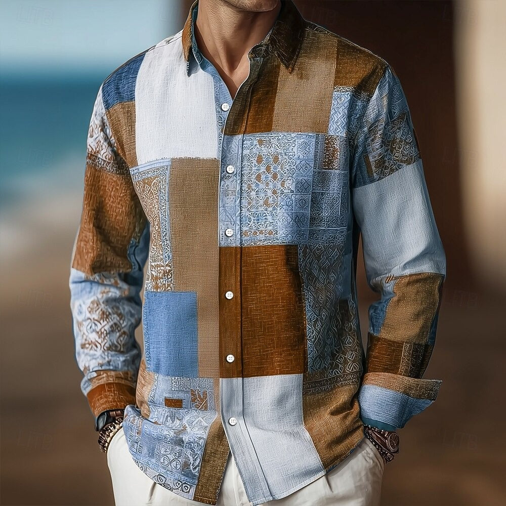 Herren Langarmshirt mit geometrischem Farbblock-Design – Bild 10 | LuxeStyle
