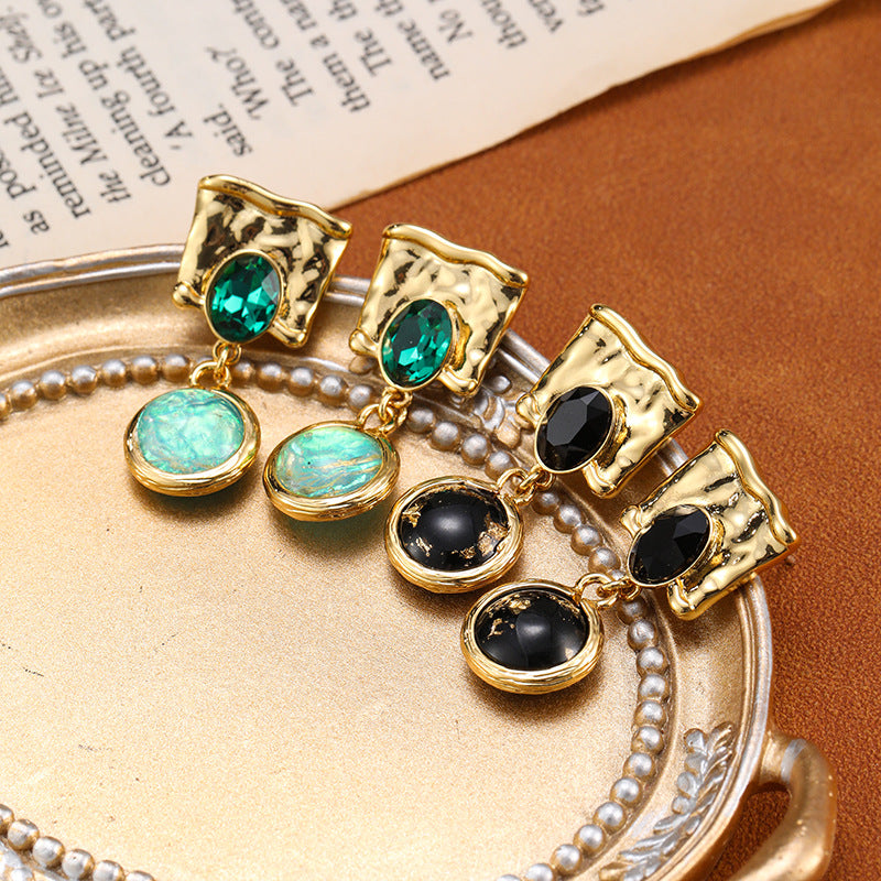 Vintage Asymmetrische Ohrringe Gold-Kupfer