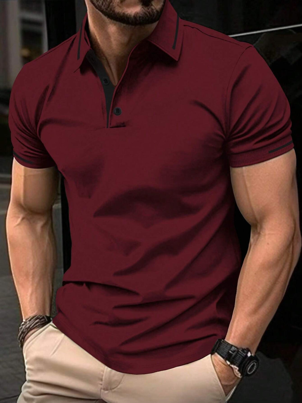 Herren Sport-Casual T-Shirt mit Reverskragen