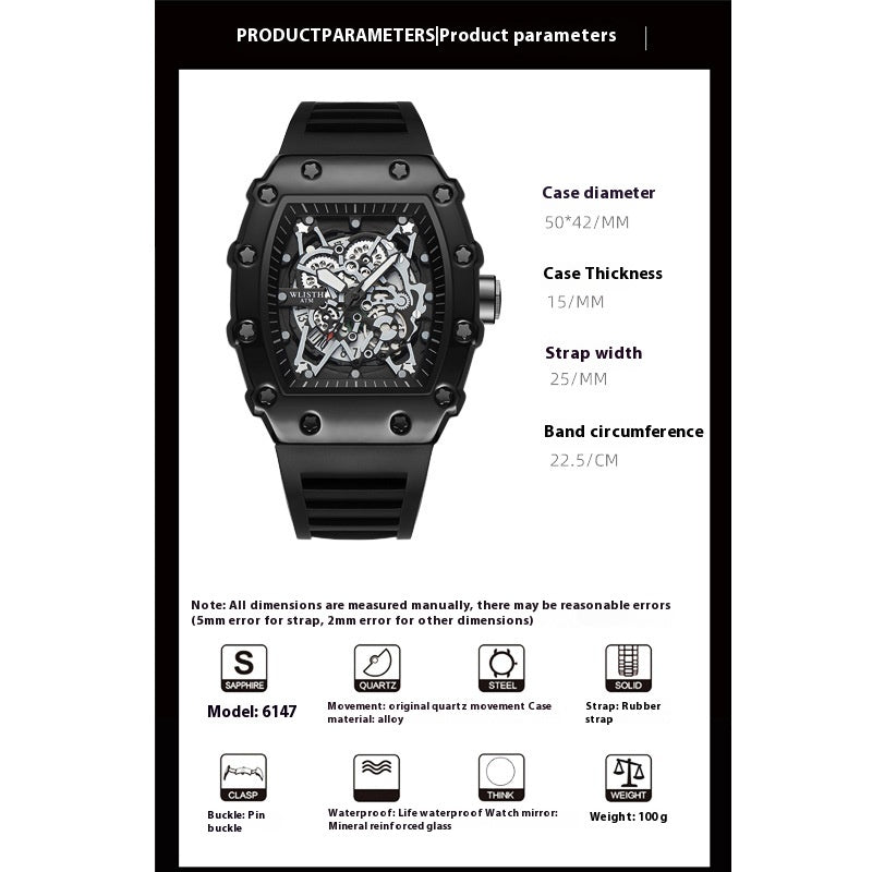 Grosse Leucht-Herrenuhr im Tonneau-Design