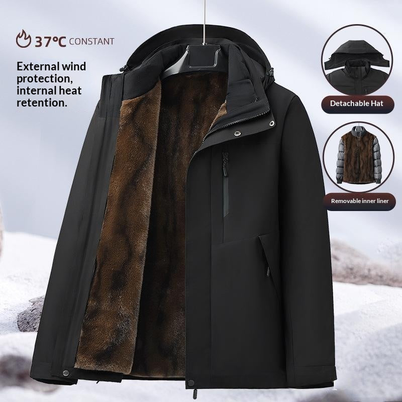 Wasserdichte Herren-Fleecejacke mit abnehmbarer Innenfutter