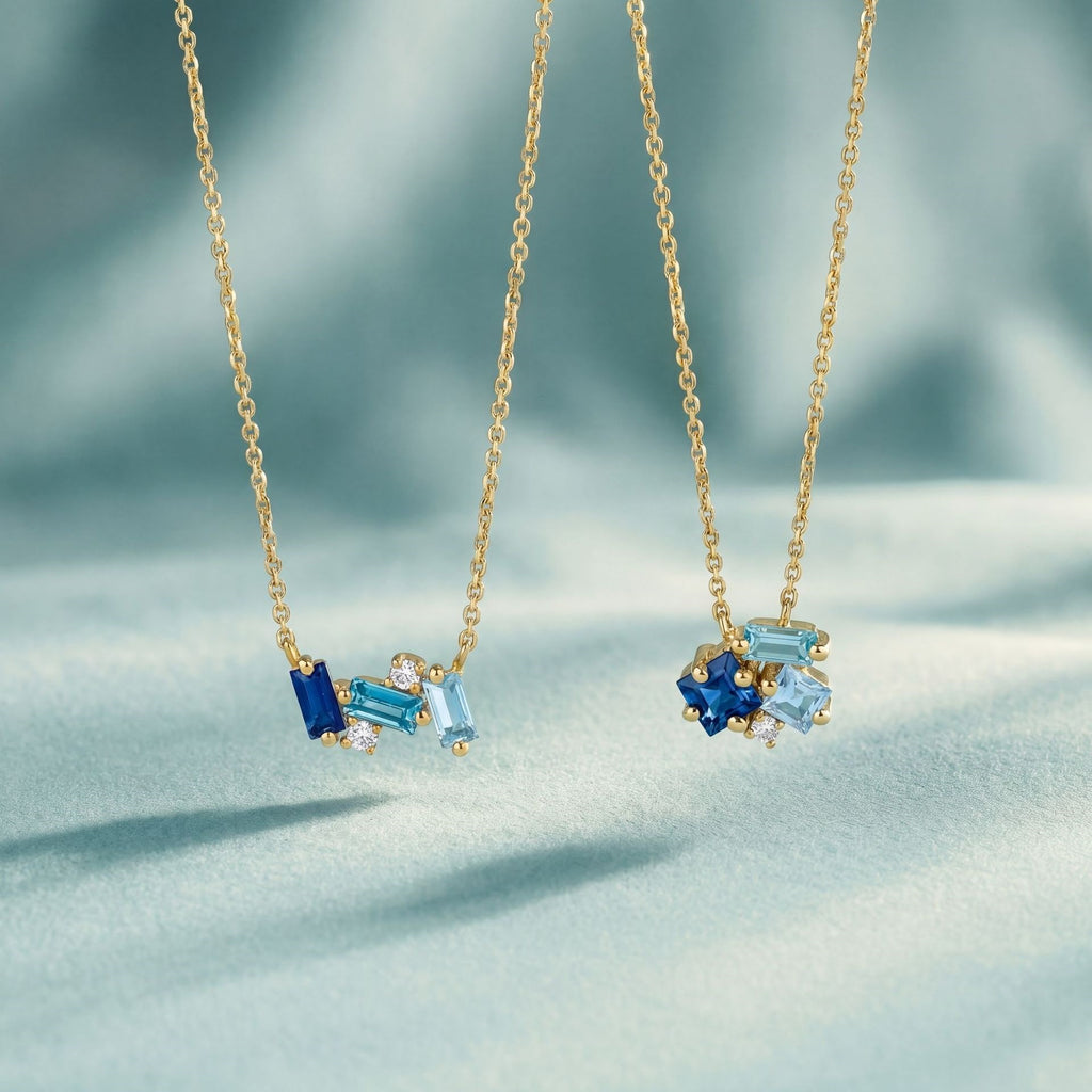 Geometrischer Blauer Diamant-Halsketten-Schmuck