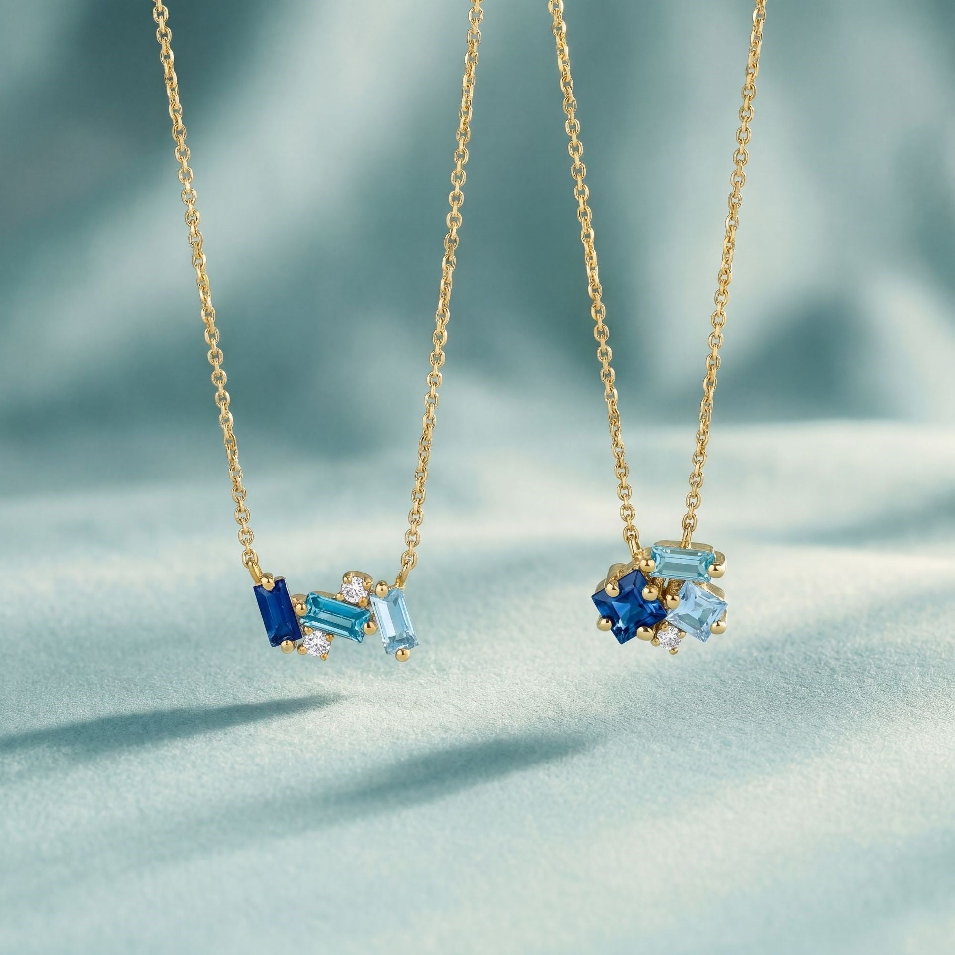 Geometrischer Blauer Diamant-Halsketten-Schmuck