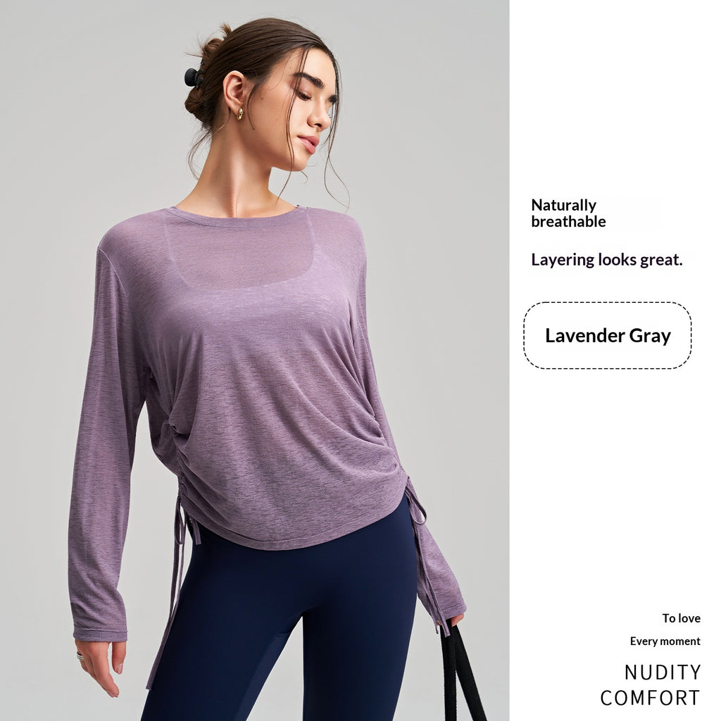 Langarm-Shirt mit Kordelzug für Yoga & Sport – Ansicht 2