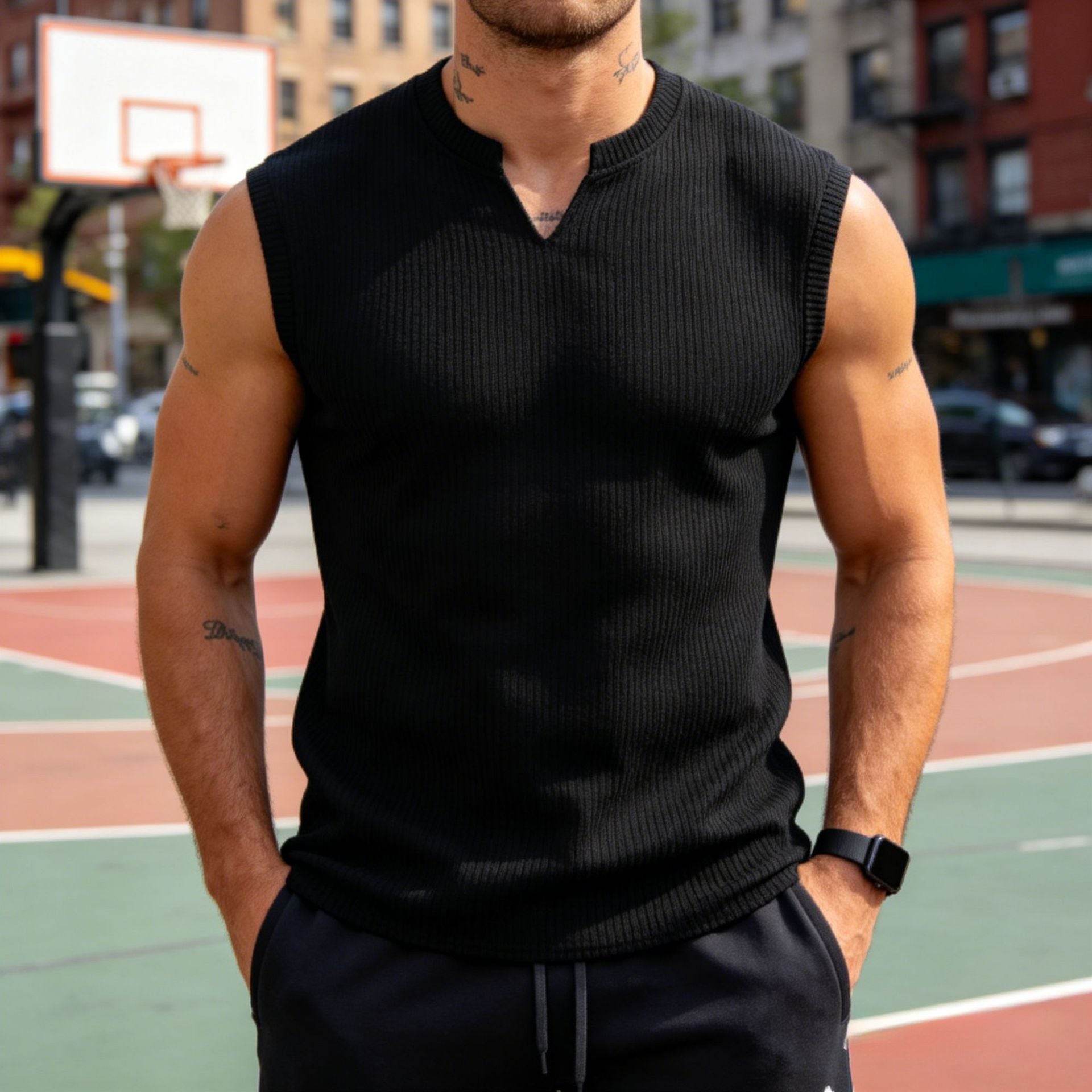 Herren-Strick-Weste Slim Fit