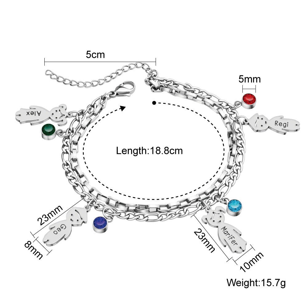 Graviertes Edelstahl-Armband, doppellagig