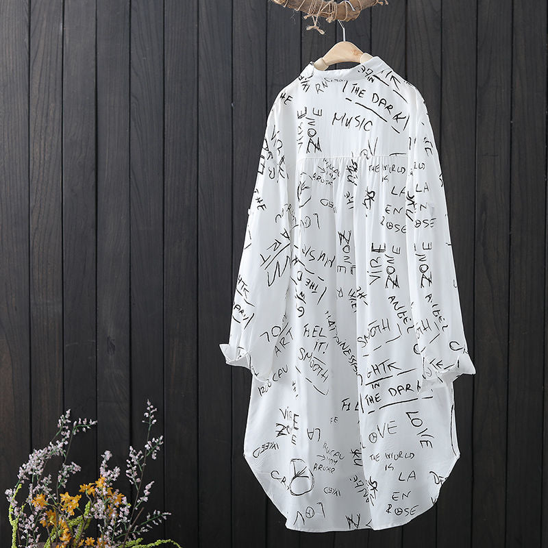Chiffonbluse mit Letter-Print