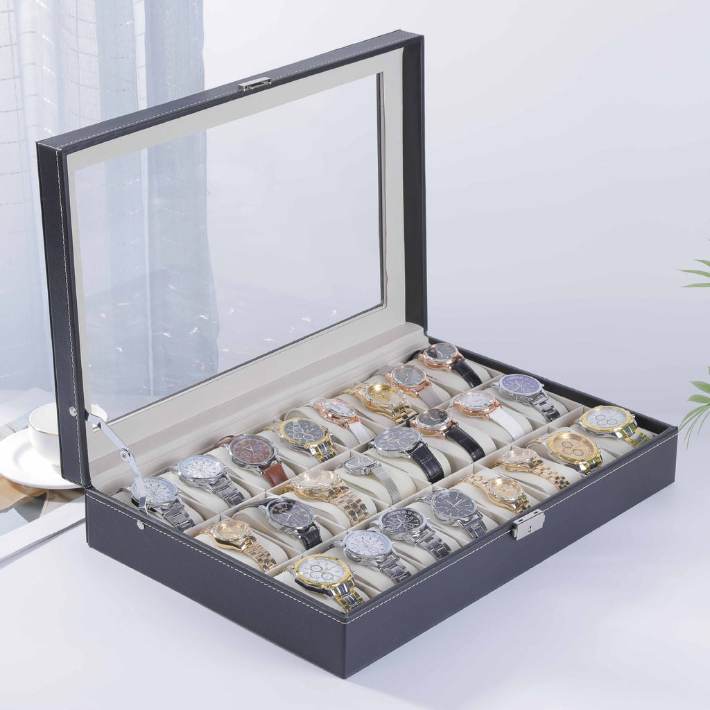 Uhrenbox aus Leder mit Sichtfenster | LuxeStyle