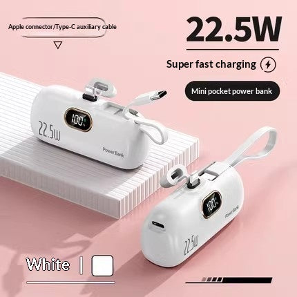 Mini Powerbank mit integriertem Kabel, 5000 mAh