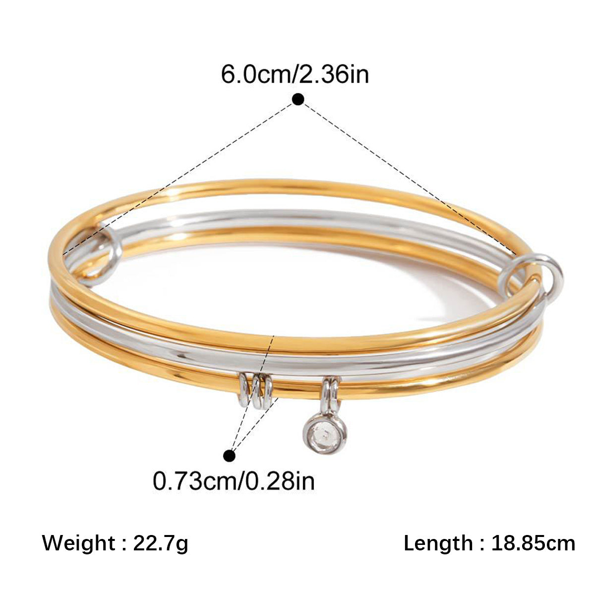 Zirkon-Armband aus Edelstahl