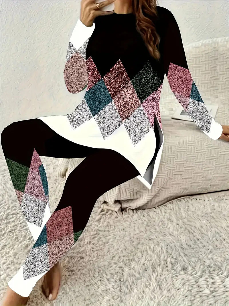 Geometrisches Print Top & Hose Set