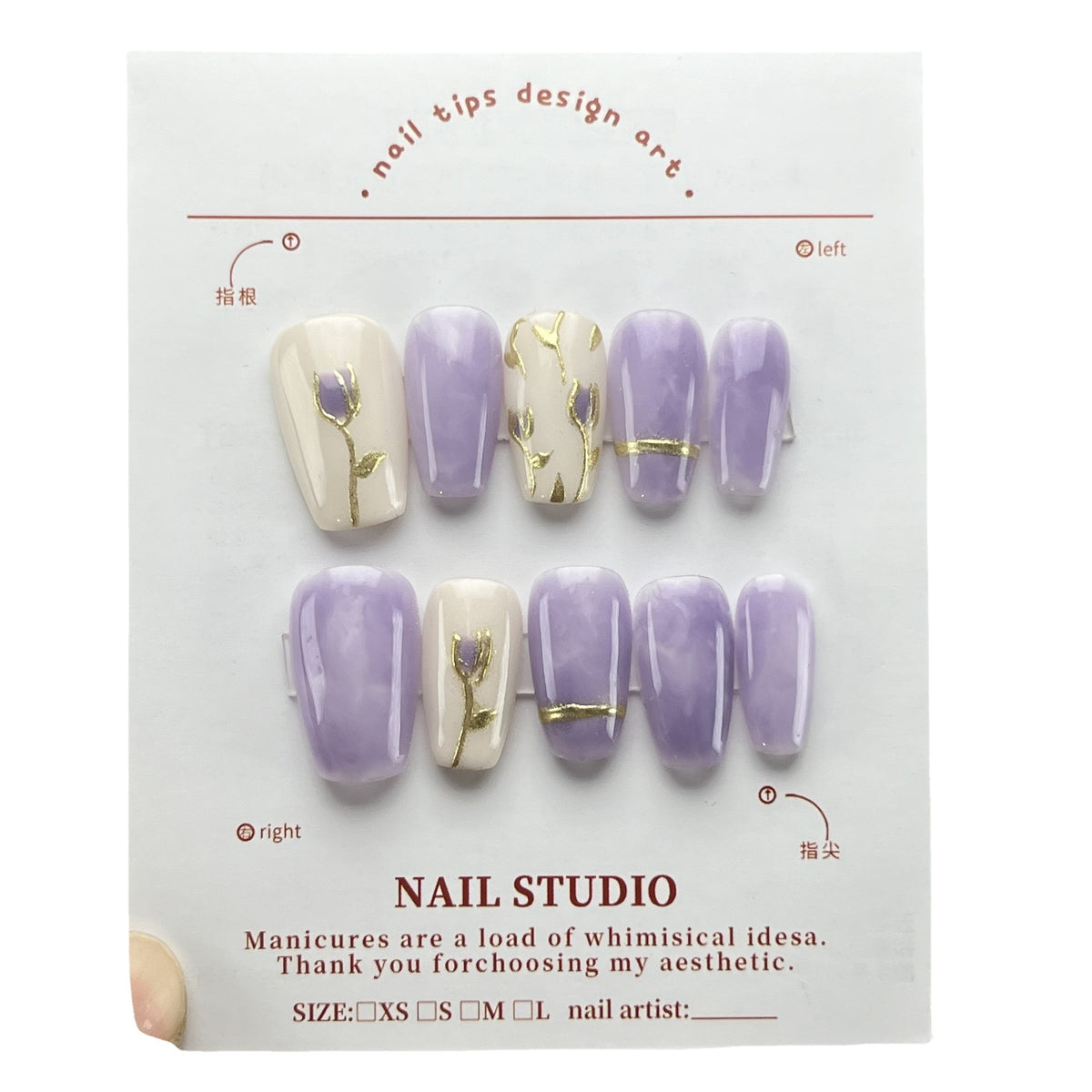 Handbemalte Nägel "Purple Tulip" mit Spiegeleffekt – Bild 17 | LuxeStyle