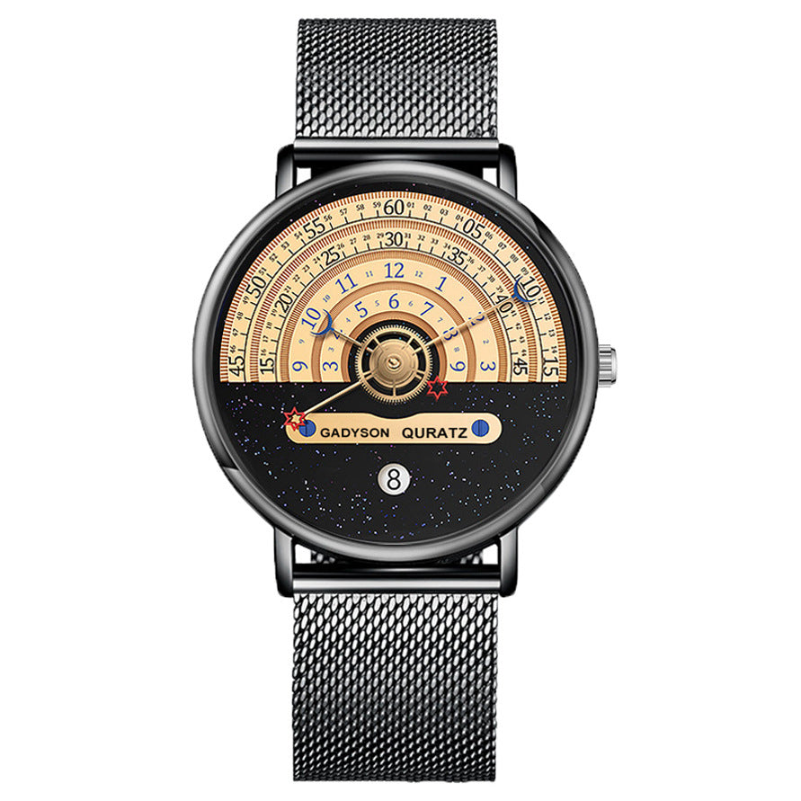 Quarz-Herrenuhr mit Kalender und Milanaise-Armband – Bild 9 | LuxeStyle