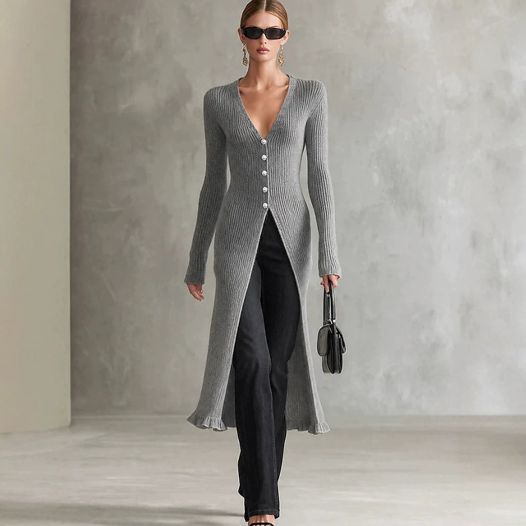 Langer Strick-Cardigan für Damen – Bild 2 | LuxeStyle