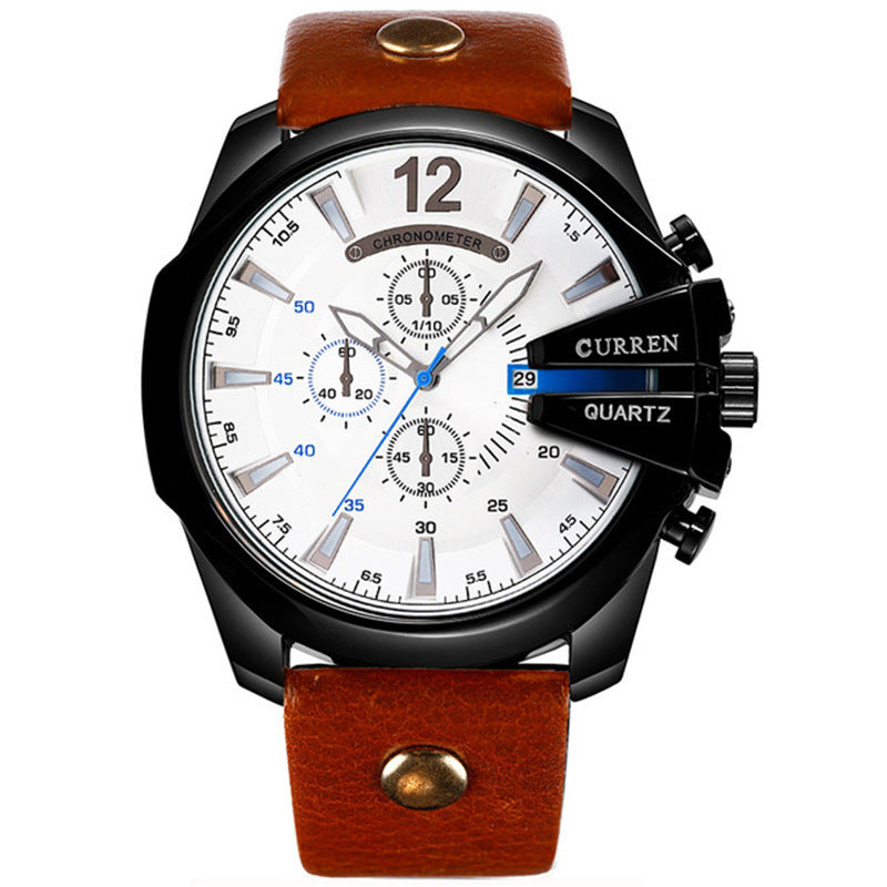 Quarz-Uhr mit Lederarmband, 30 m wasserdicht – Bild 7 | LuxeStyle