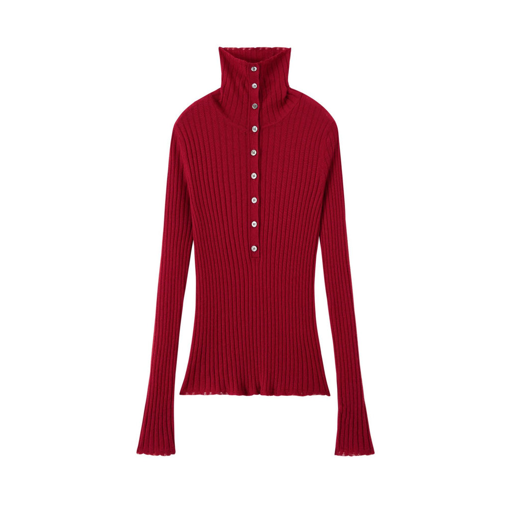 Ribbed Chunky Turtleneck Cashmere Pullover Damen Slim Fit