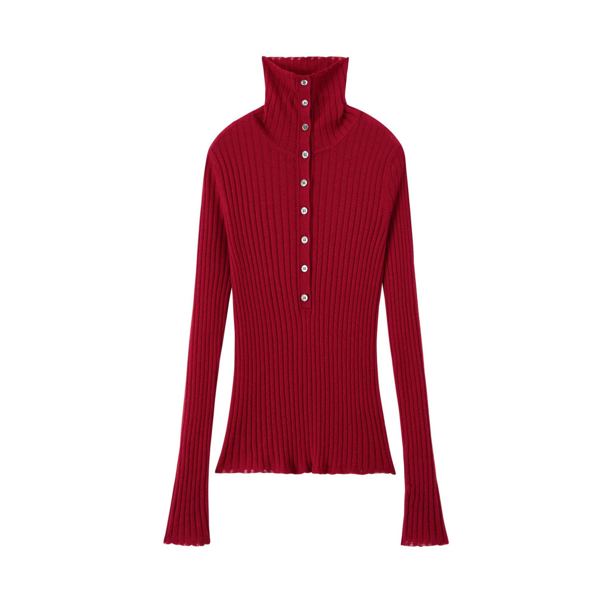 Ribbed Chunky Turtleneck Cashmere Pullover Damen Slim Fit