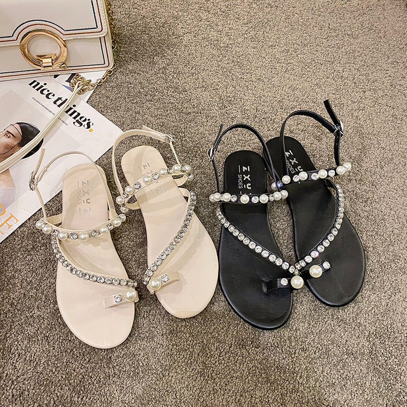 Römer Sandalen mit Strass & Perlen