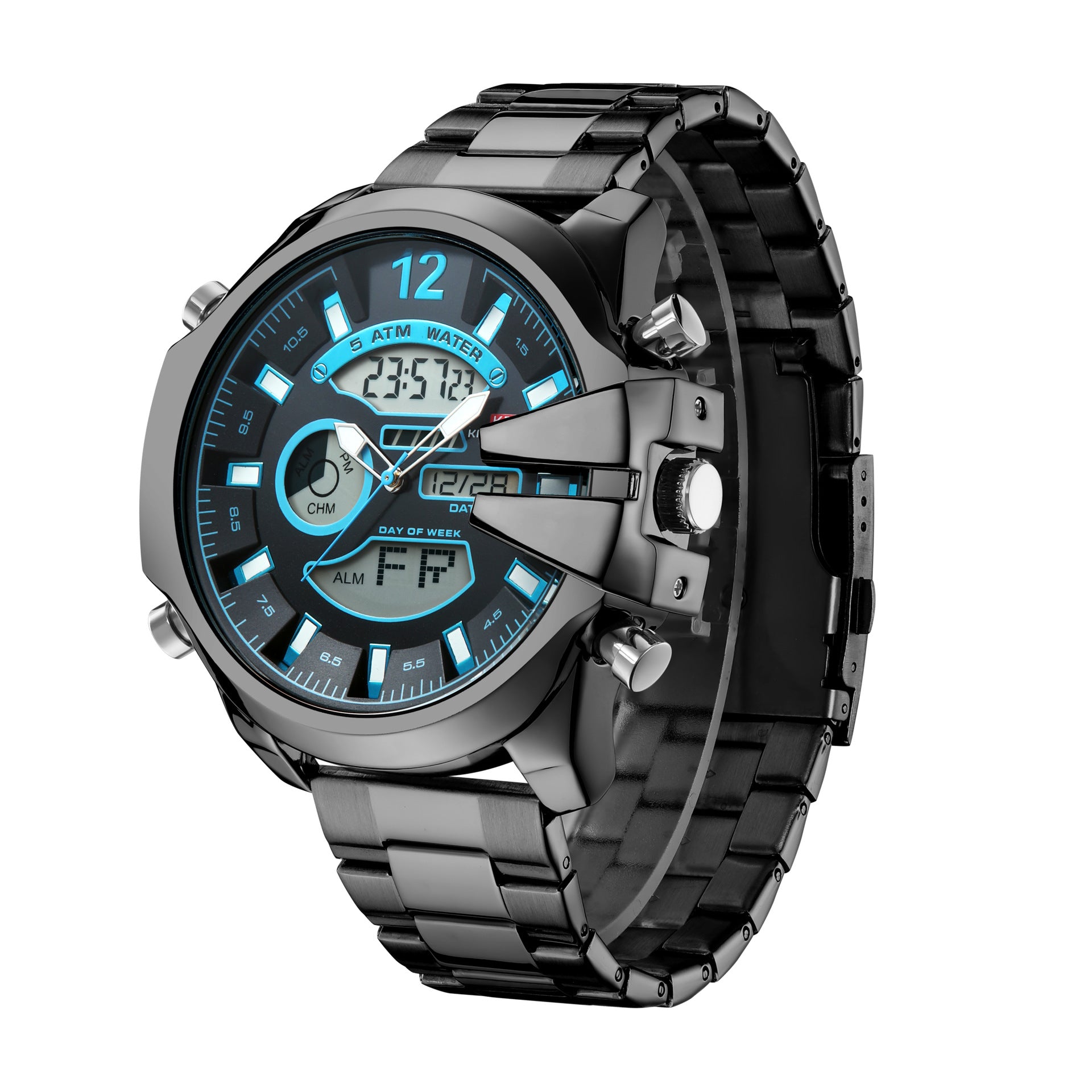 Sportliche Herrenuhr mit Doppel-Display