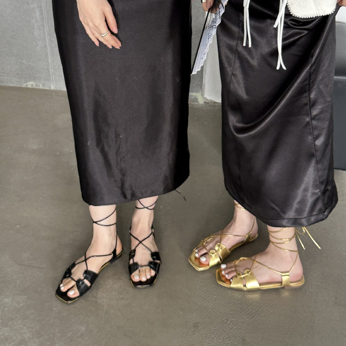 Fashion Cross Lace-up Flache Sandalen | LuxeStyle