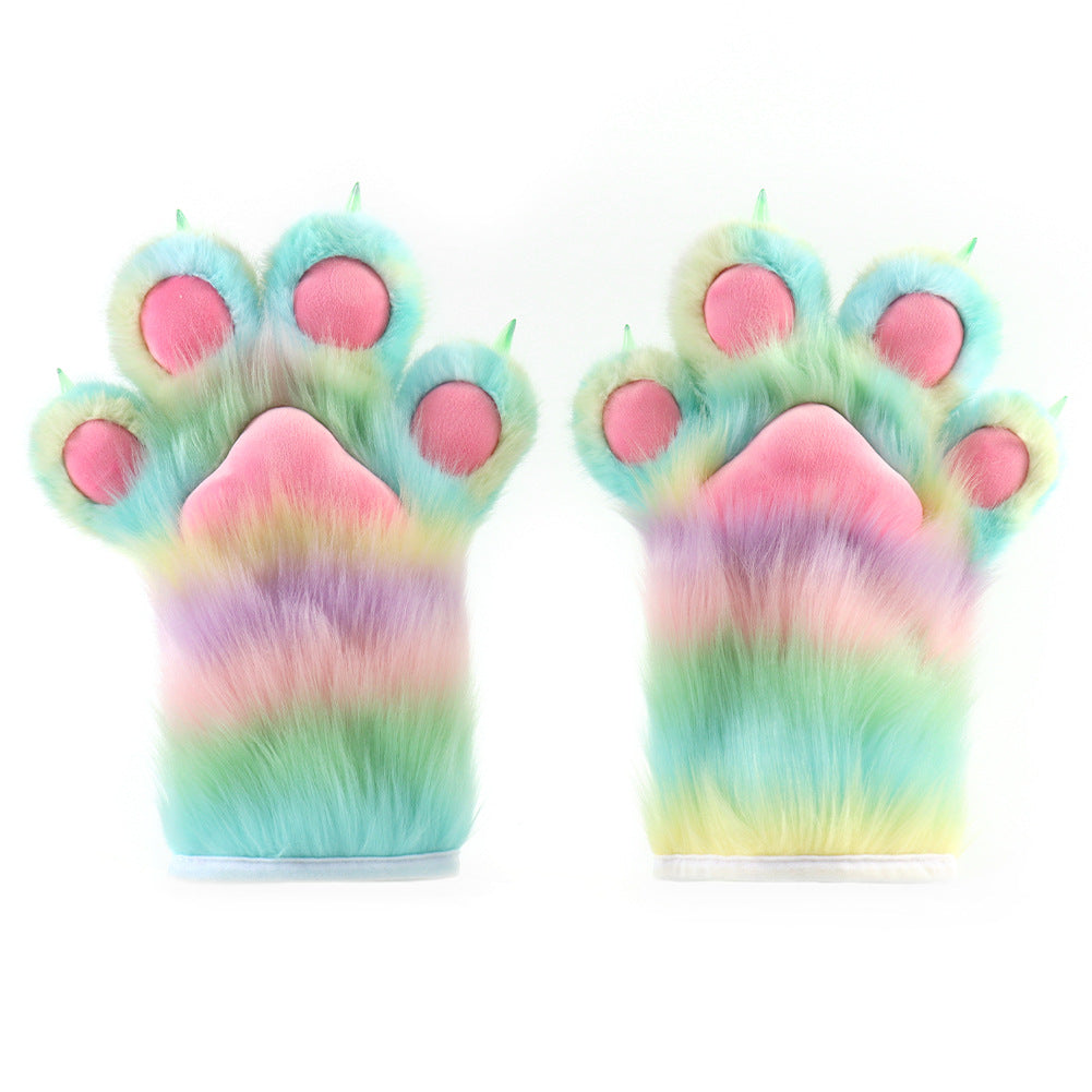 Plüschige Tierpfoten-Handschuhe