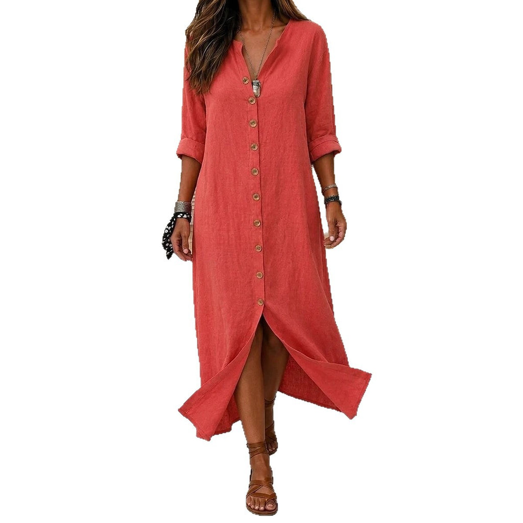 Mid-Langes V-Ausschnitt Strickkleid für Damen – Bild 3 | LuxeStyle