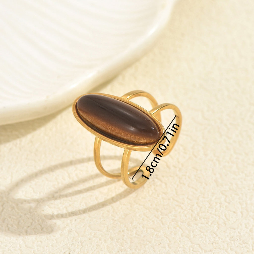 Verstellbarer Ring mit Doppelschicht-Edelstein
