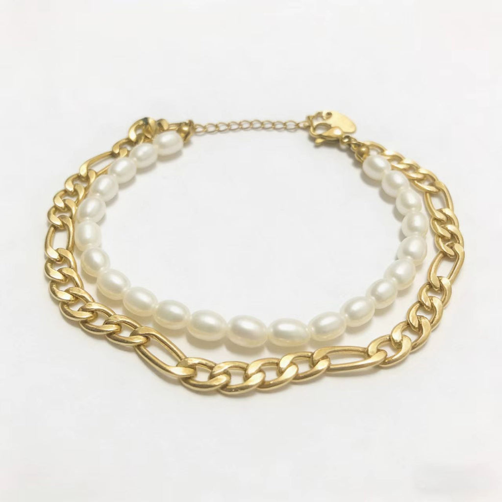 2-teiliges Set Perlen-Stretcharmbänder in Gold – Bild 4 | LuxeStyle
