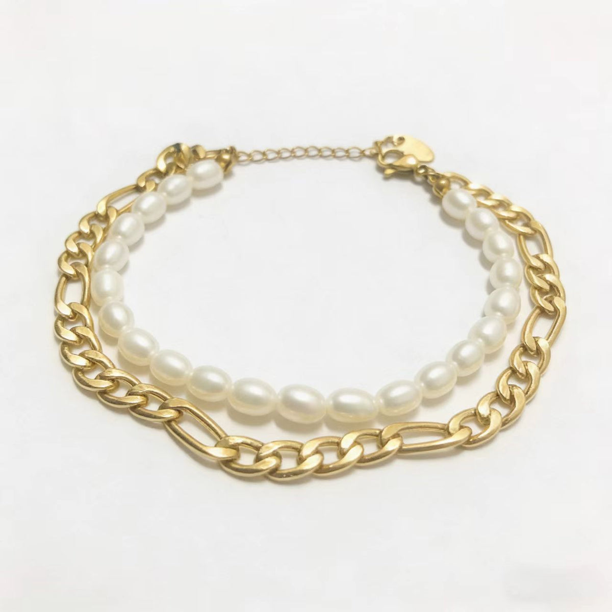 2-teiliges Set Perlen-Stretcharmbänder in Gold – Bild 4 | LuxeStyle
