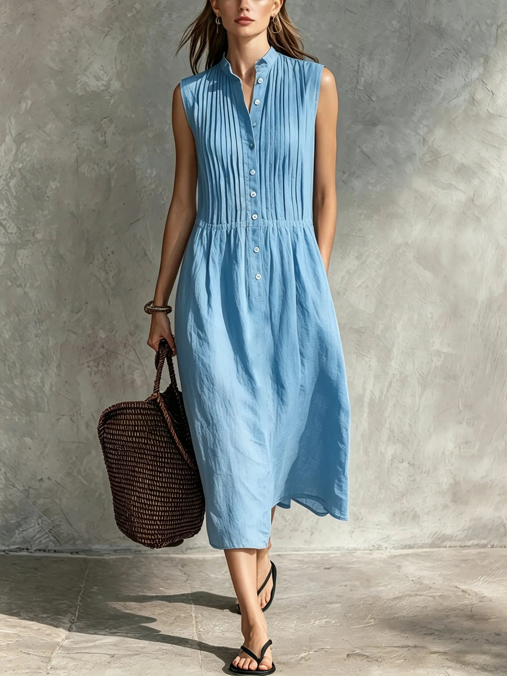 Elegantes ärmelloses Leinenkleid – Bild 10 | LuxeStyle