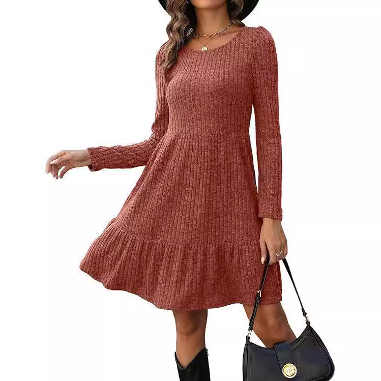 Gestricktes A-Linien-Kleid mit Streifen – Bild 12 | LuxeStyle