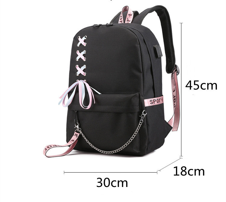 Koreanischer Canvas Rucksack mit USB-Ladeanschluss – Bild 5 | LuxeStyle