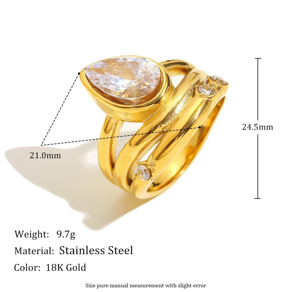 Eleganter Wassertropfen Zirkon Ring für Damen