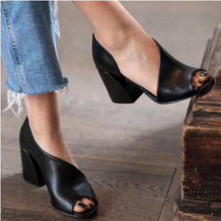 Casual Peep-Toe Sandalen mit Chunky-Heel – Bild 6 | LuxeStyle