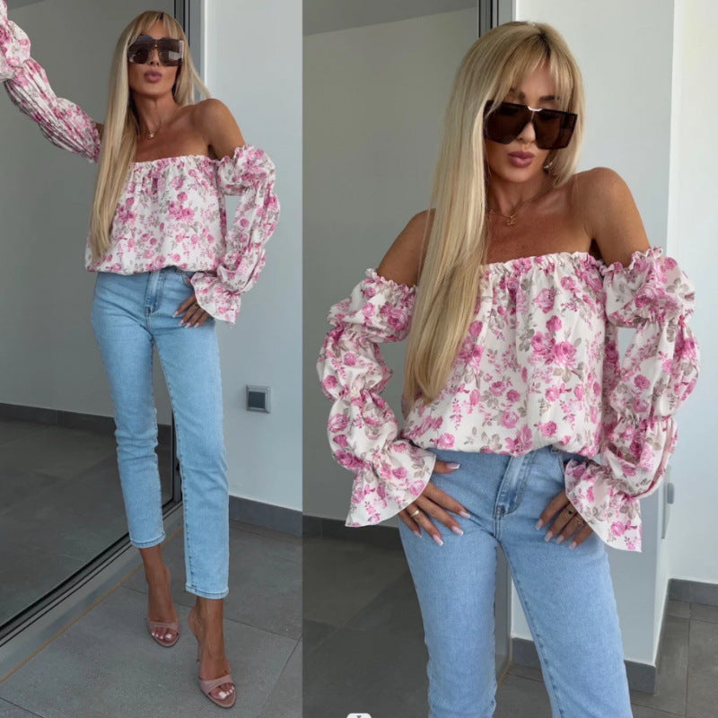 Tailliertes Langarmshirt mit Puffärmeln