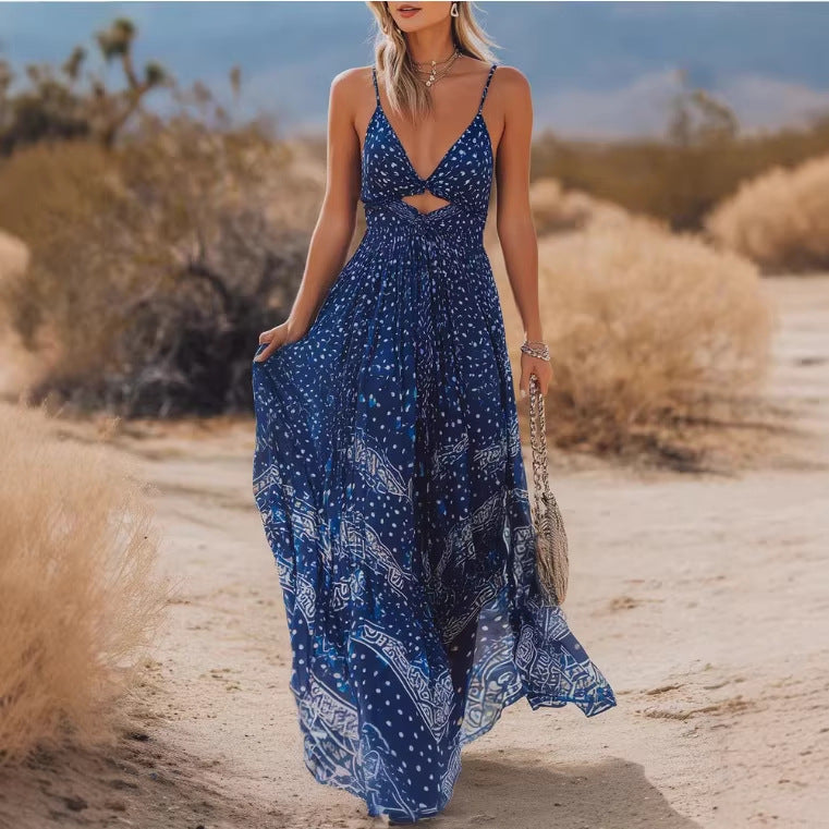 Boho-Maxikleid mit V-Ausschnitt und Blumenprint – Bild 5 | LuxeStyle