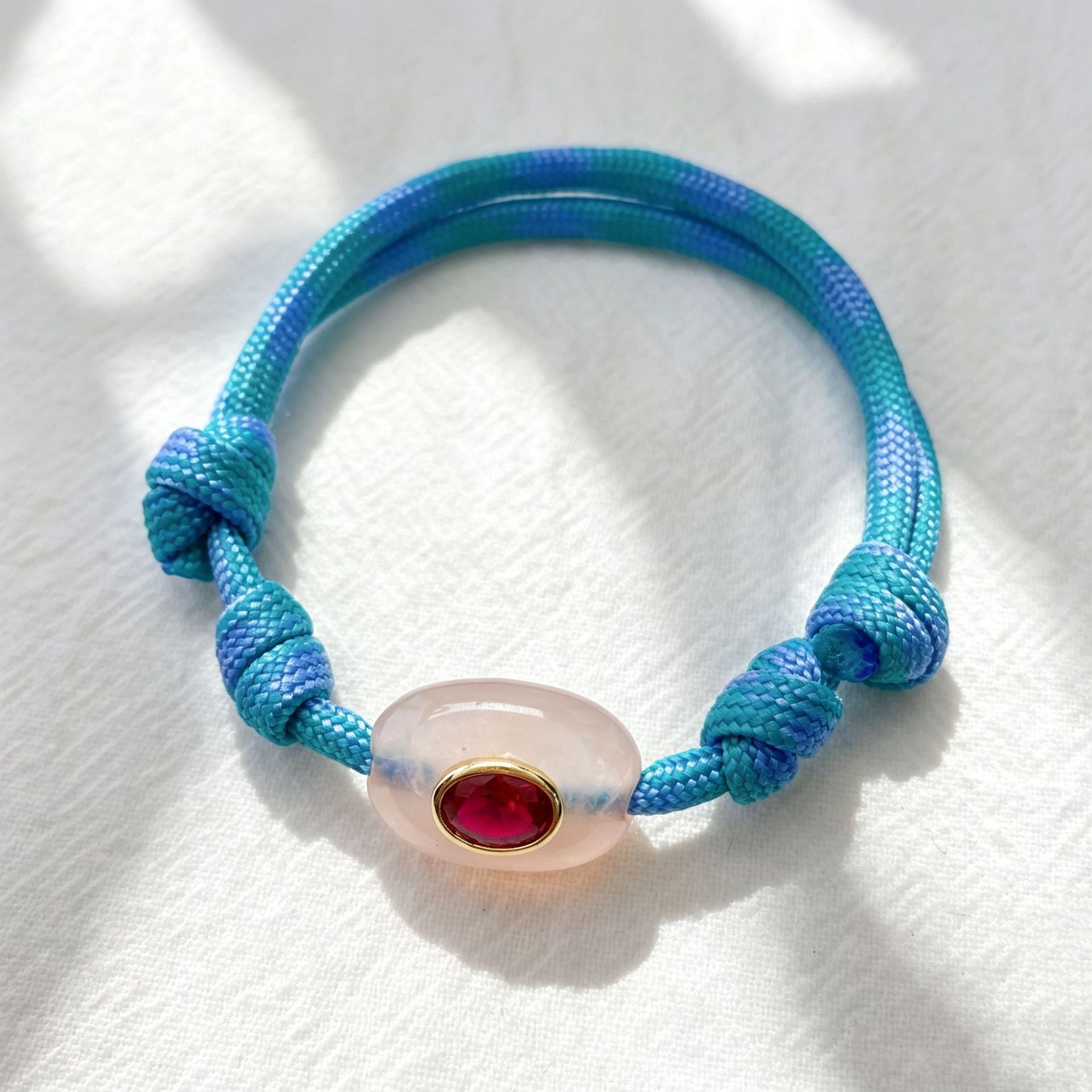 Naturstein Evil Eye Armband geflochten