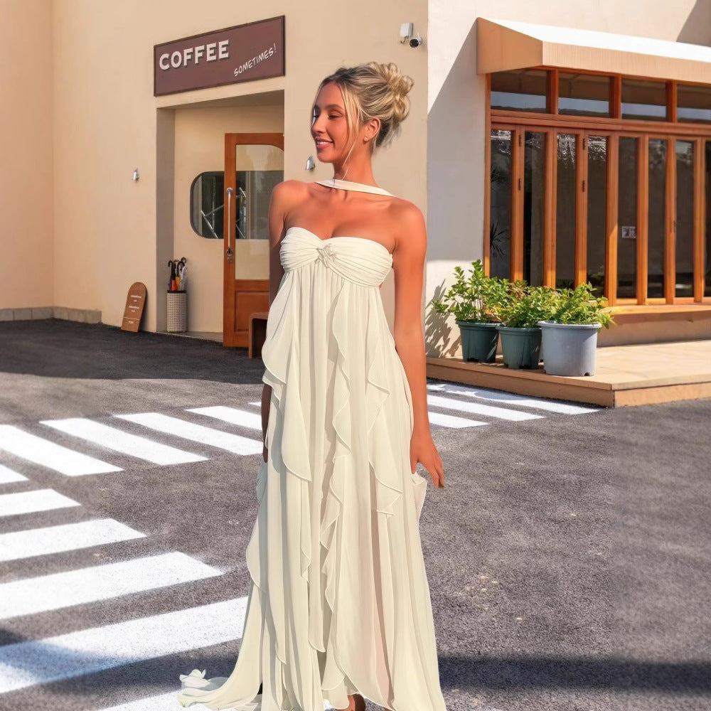 Romantisches trägerloses Spitzenkleid im French-Stil