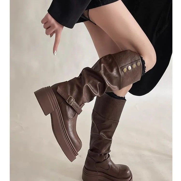 Damen-Booties mit massiver Sohle, winterfest