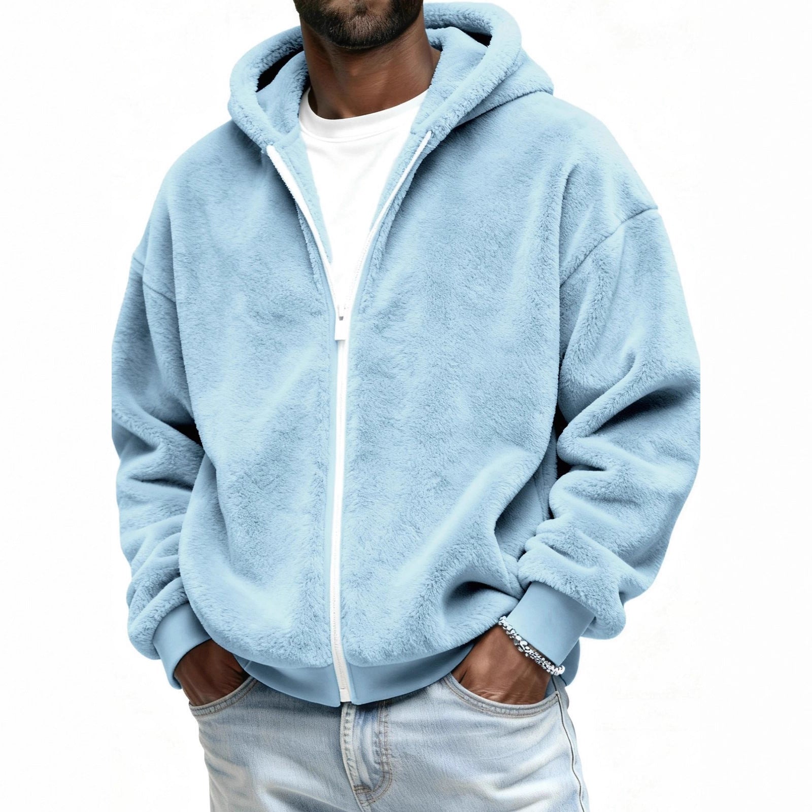 Doppelseitige Fleece-Jacke mit Kapuze