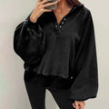 Sportlicher Oversize Pullover mit Knopfleiste – Bild 3 | LuxeStyle