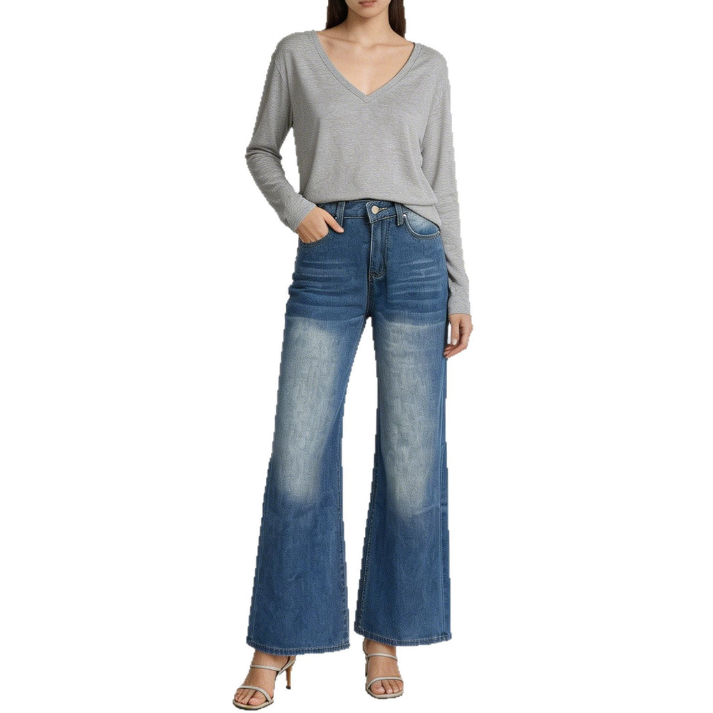 Washed Straight-Leg Commuter Jeans